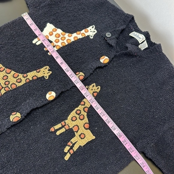 Vtg Belle Pointe Black Giraffe Cardigan L Soft Wool Blend Button Front - Picture 11 of 14